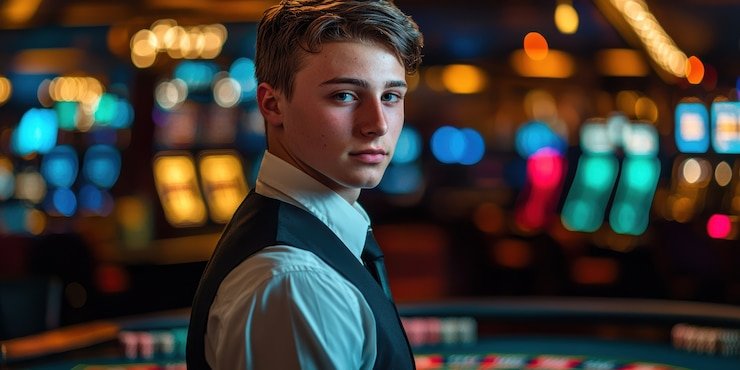 tampilan meja Speed Blackjack langsung di majamojo dengan dealer dan pemain